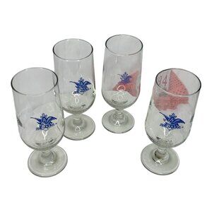 Vintage Anheuser Busch Tall Stemmed set of 4 Beer Glasses